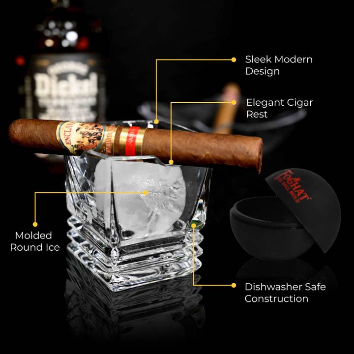 ThousandOaksBarrelCo. - Wholesale Cocktail/Liquor Glass - Cigar Glass with Ice Ball Mold1