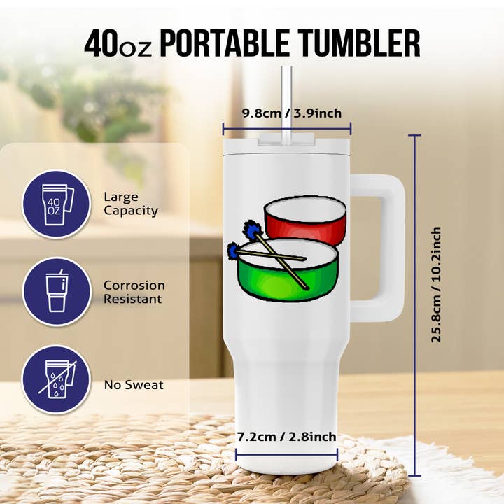3dRose - Wholesale Insulated Mug/Tumbler - 3dRose, pan white head drums with mallets music percussion, Tumbler6
