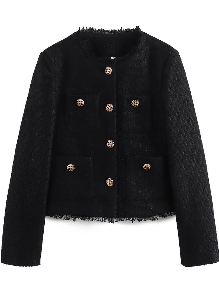 Rosa Clothing - Wholesale Jacket - Women's - Elegant Vintage Pocket Cropped Jacket