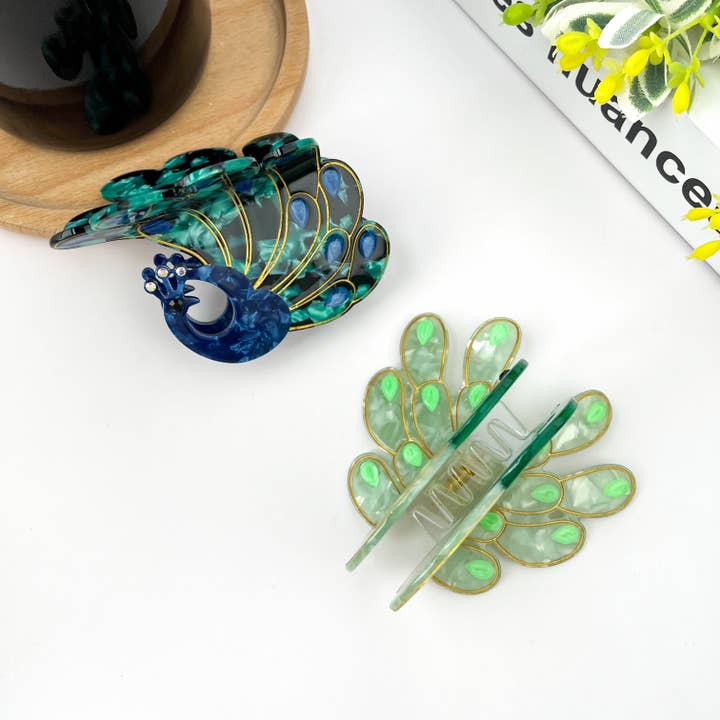 TheDivaSoap – Engroshandel Hårspænde - Dame – Påfugl Hårklemme i acetat, dyreformet hårspænde7