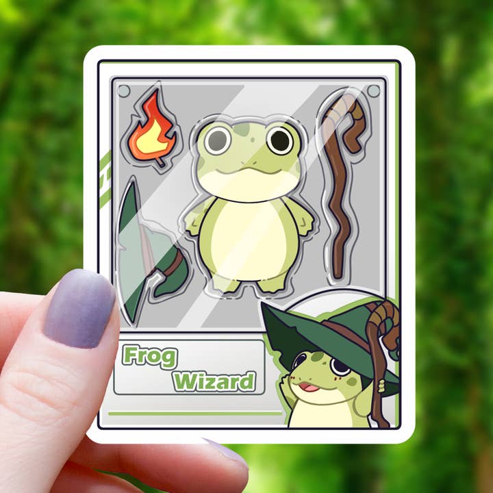 Frog Wizard Action Figure Sticker - 3" for wholesale by Mimic Gaming Co