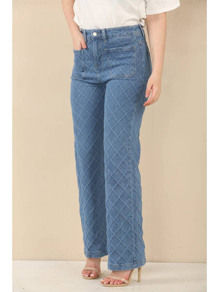 Kurt Muller - Wholesale Jeans - Women's - Textured Wide Leg Voggo Jeans