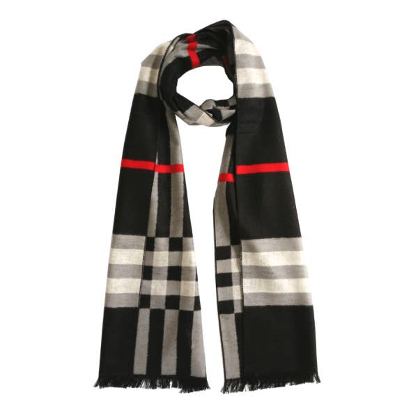 Seabright Seidenflanell Schal Schwarz Rot Grau por atacado de Seabright