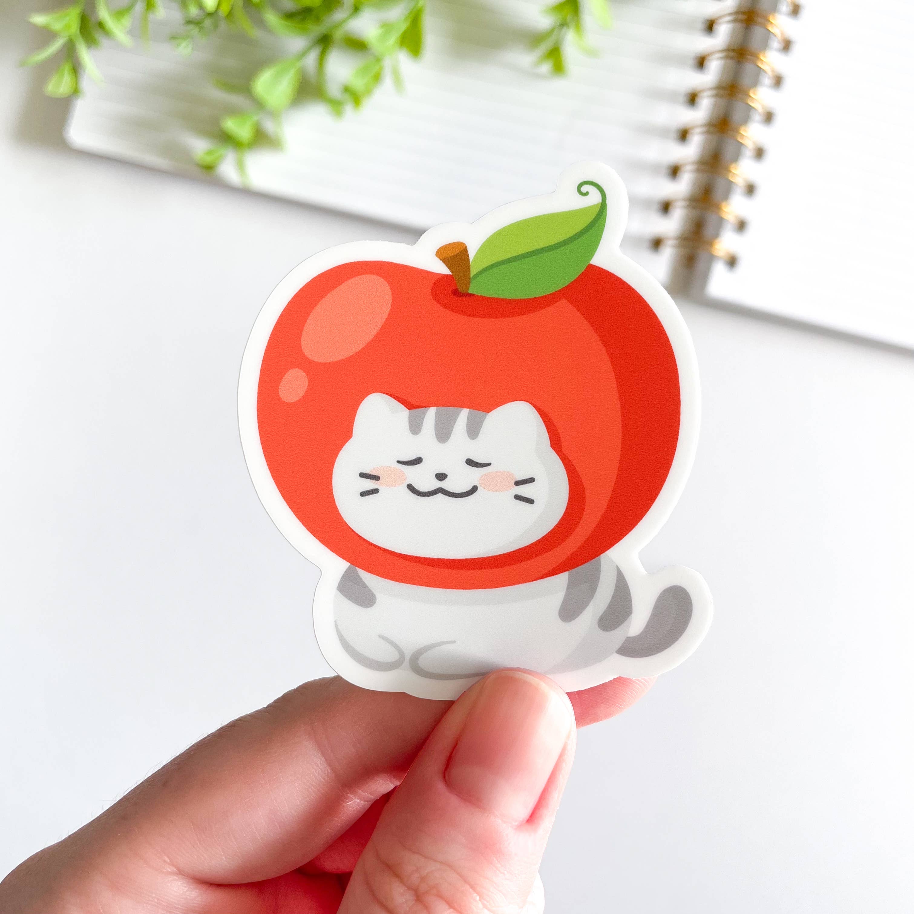Studious Owl Press - Wholesale Sticker - Cute Fruit Hat Cat Waterproof Matte Vinyl Sticker4