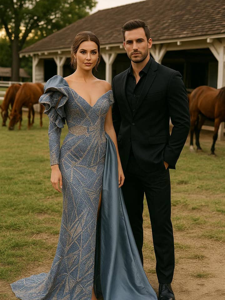 Strapless neckline, asymmetrical pleated fan bodice, wrap le for wholesale by La Veneto