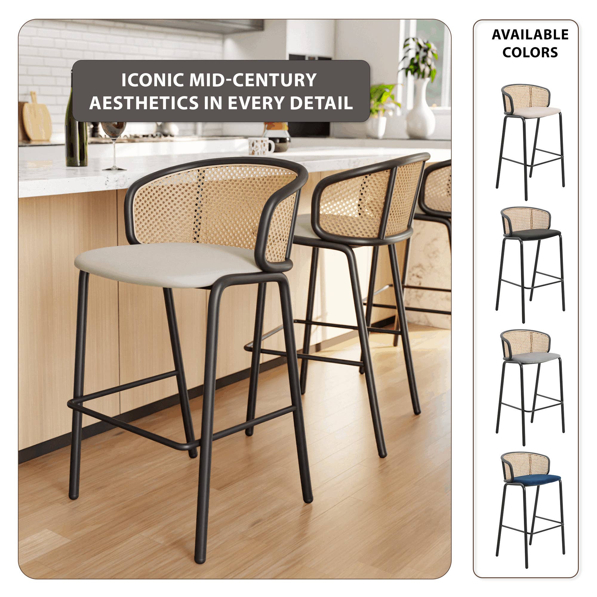 LeisureMod - Wholesale Stool - Ervilla Modern Fabric Upholstered Low Back Bar Stool9