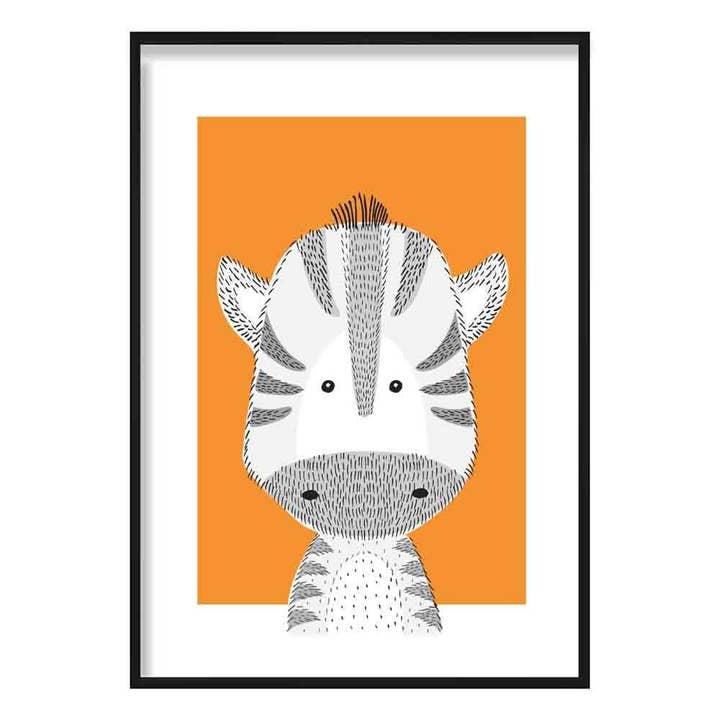 Zebra Sketch Style Nursery Orange Poster for wholesale by Artze Wall Art