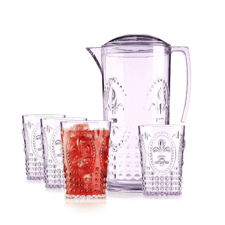 Muldale - Wholesale Drinking Glass/Cup - Picnic Water Jug and Glasses Set 5 Piece Acrylic Plasti1