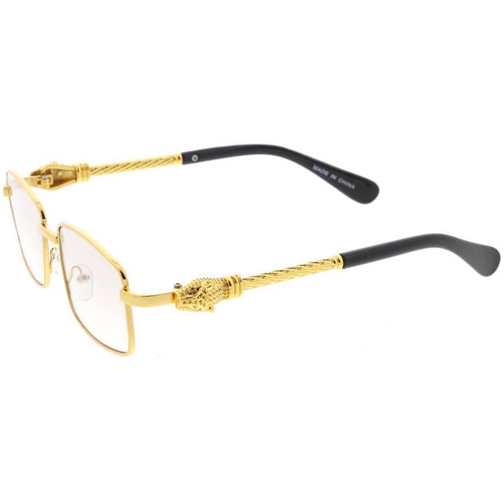 SPARE-SPECS, LLC - Wholesale Sunglasses - Unisex - Bold Retro Jaguar Metal Plated Detail Square Sunglasses D2472