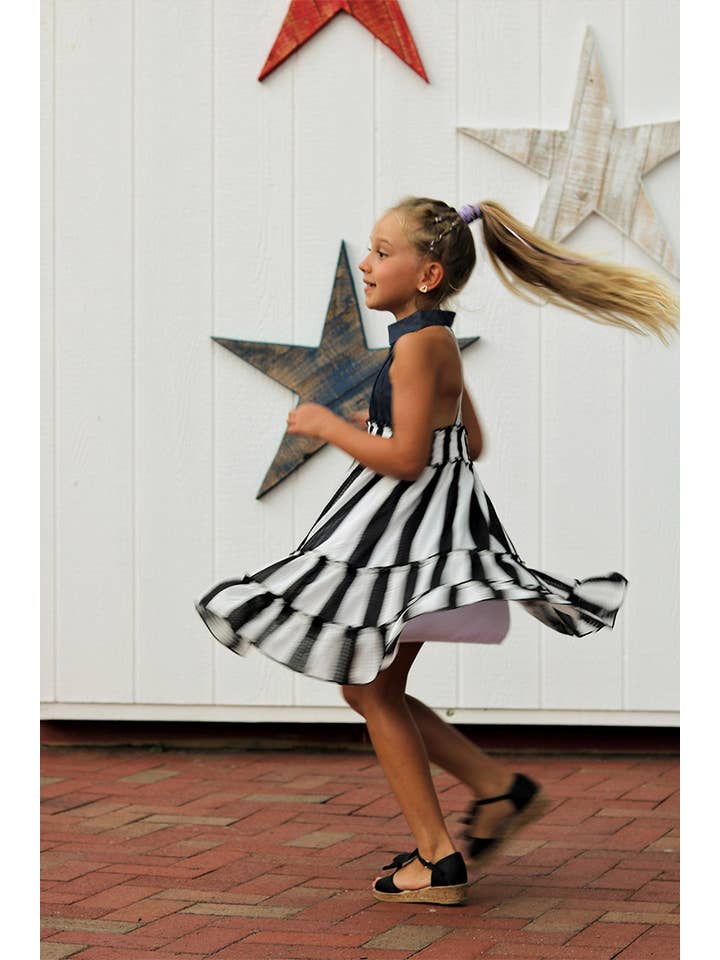 SISSYMINI - Wholesale Dress - Kids - Toddlers & Girls Shirt Collar Ruffled Dress | 717-1711
