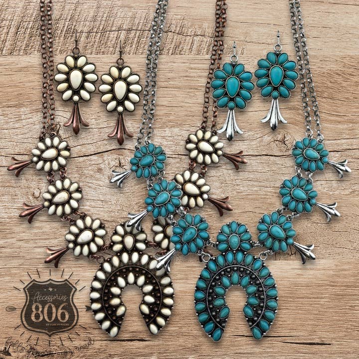 Pink Panache Brands - Wholesale Jewelry Set - Stone squash blossom necklace set - LC5