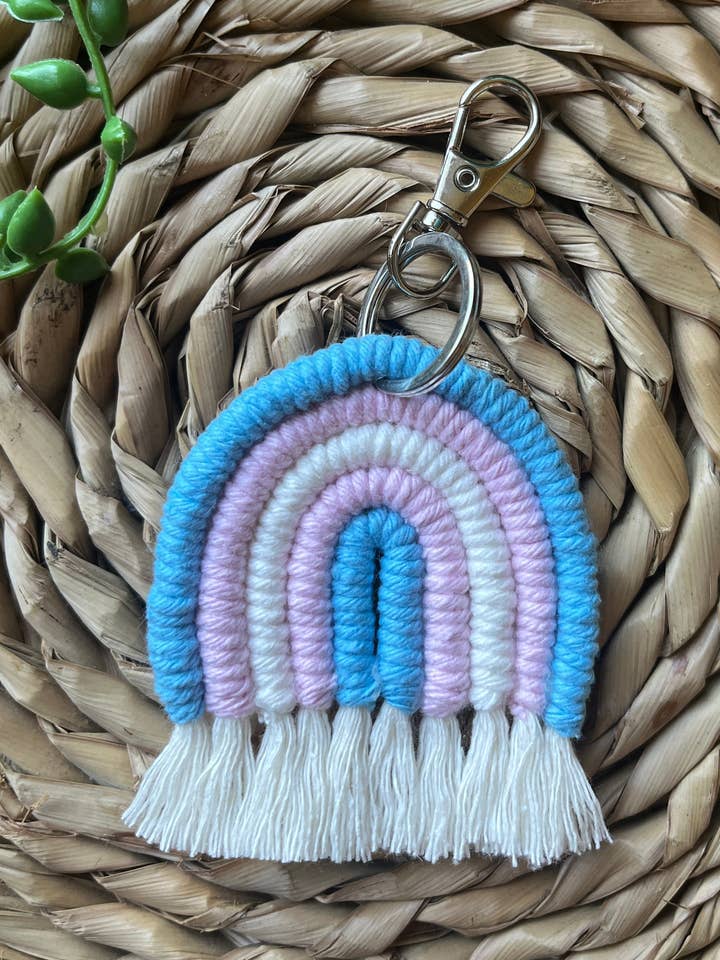 Trans Flag Pride Rainbow Keyring for wholesale by Macra-Made With Love
