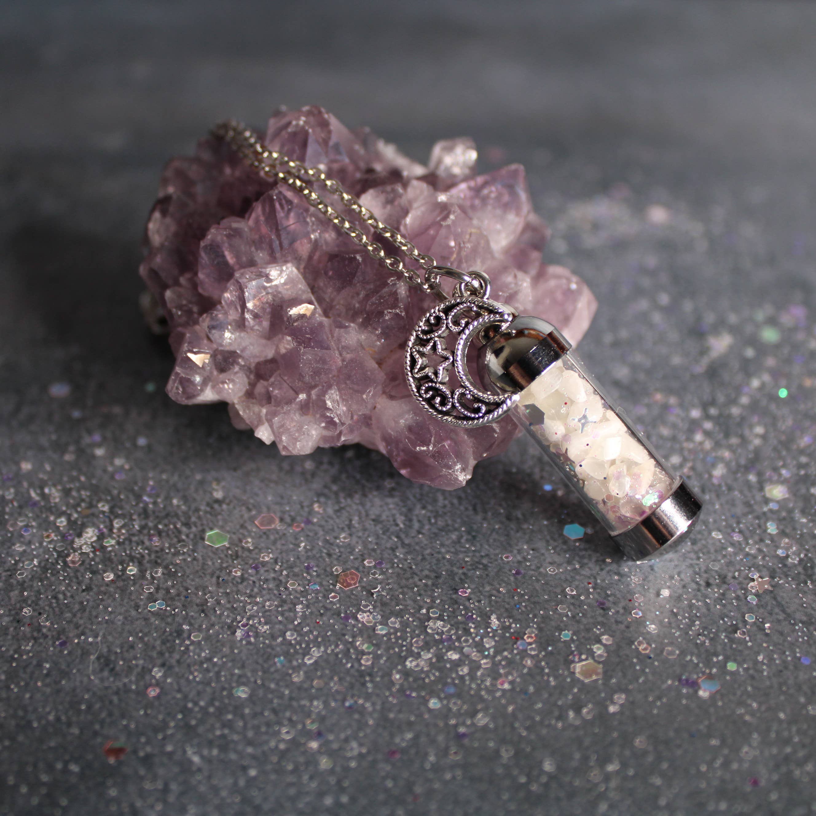 Moondust and Raven - Wholesale Pendant/Charm Necklace - Moondust Spell Jar Amulet Necklace, Witchy Crystal Jewelry1
