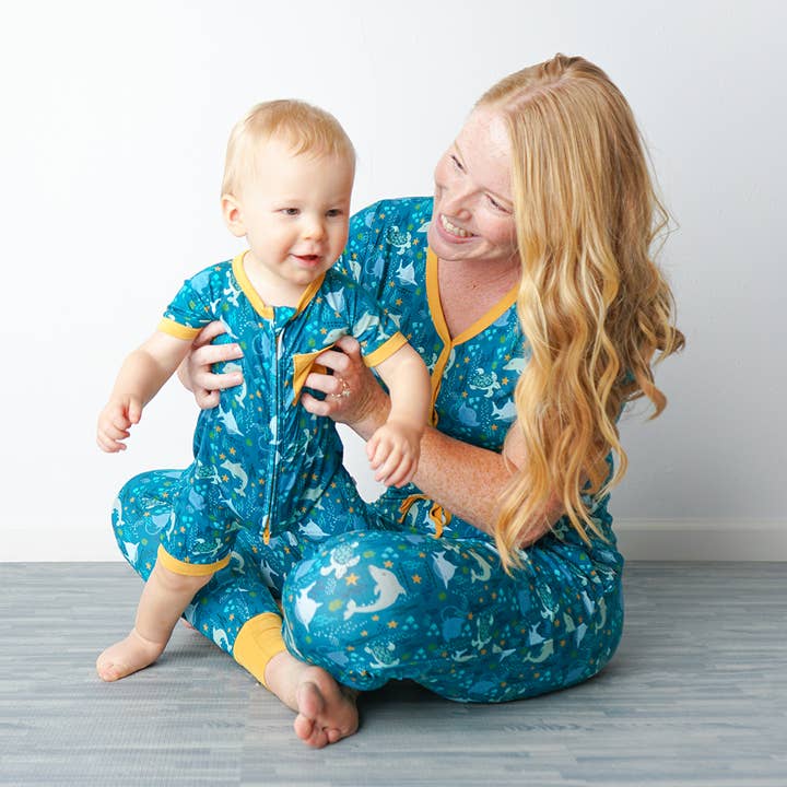 Emerson and Friends - Wholesale Jumpsuit - Baby - Ocean Friends Bamboo Baby Clothes Shortie Romper