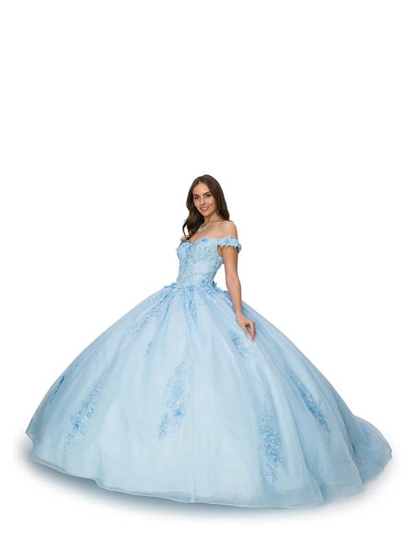 Azul claro Vestido de baile Quinceanera Sweetheart Floral Enfelishments para venda a revendedores na Faire1