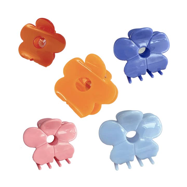 Glossy Flower Power Floral Flower Hair Clip Claw for wholesale by Golden Hour Gift Co