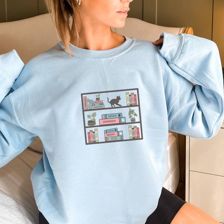 Books & Cats Sweatshirt for wholesale by Love On A Shelf