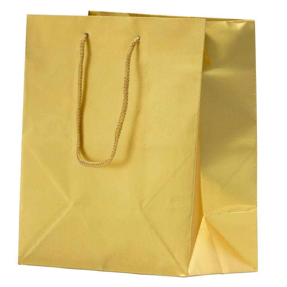 JAM PAPER - Wholesale Gift Bag - Foil Gift Bags w/ Rope Handle, Medium, 8x10x4, Gold, 1PK2