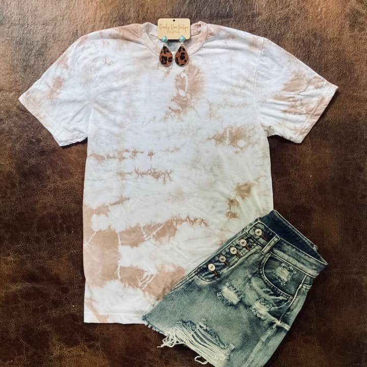 Sand Tie Dyed Blank Tee for wholesale by Ranchy Roan Boutique