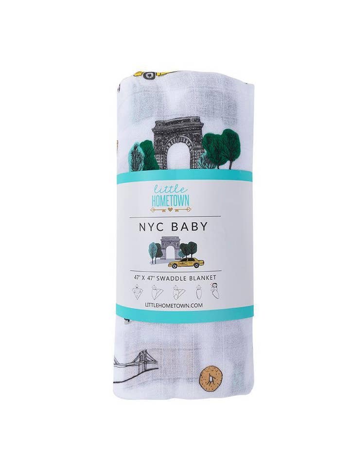 Little Hometown - Wholesale Swaddle - Baby - New York City Baby Muslin Swaddle Receiving Blanket Soft Bamboo Cotton Blend
