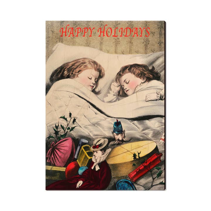 Sleeping Children Holiday - Wood Postcard, Magnet, Ornament for wholesale by DaydreamHQ