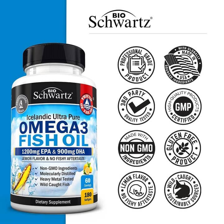 BioSchwartz - Wholesale Oral Supplement/Vitamin - Omega 3 Fish Oil: Joint, Brain, Eye & Skin Health (180 sgls)4