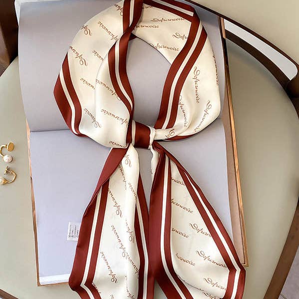 Stylish Letter Printed Light Maturity Silk Scarf for wholesale by ShieldChic