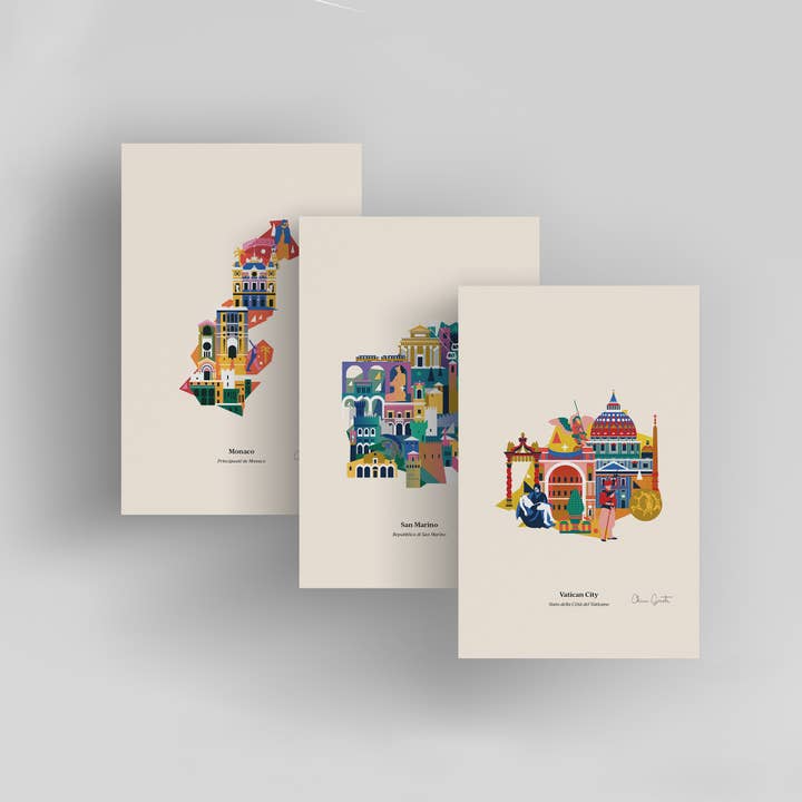 Les 6 micro-États d'Europe/Petits tirages d'art pour la vente par Addvent Italy