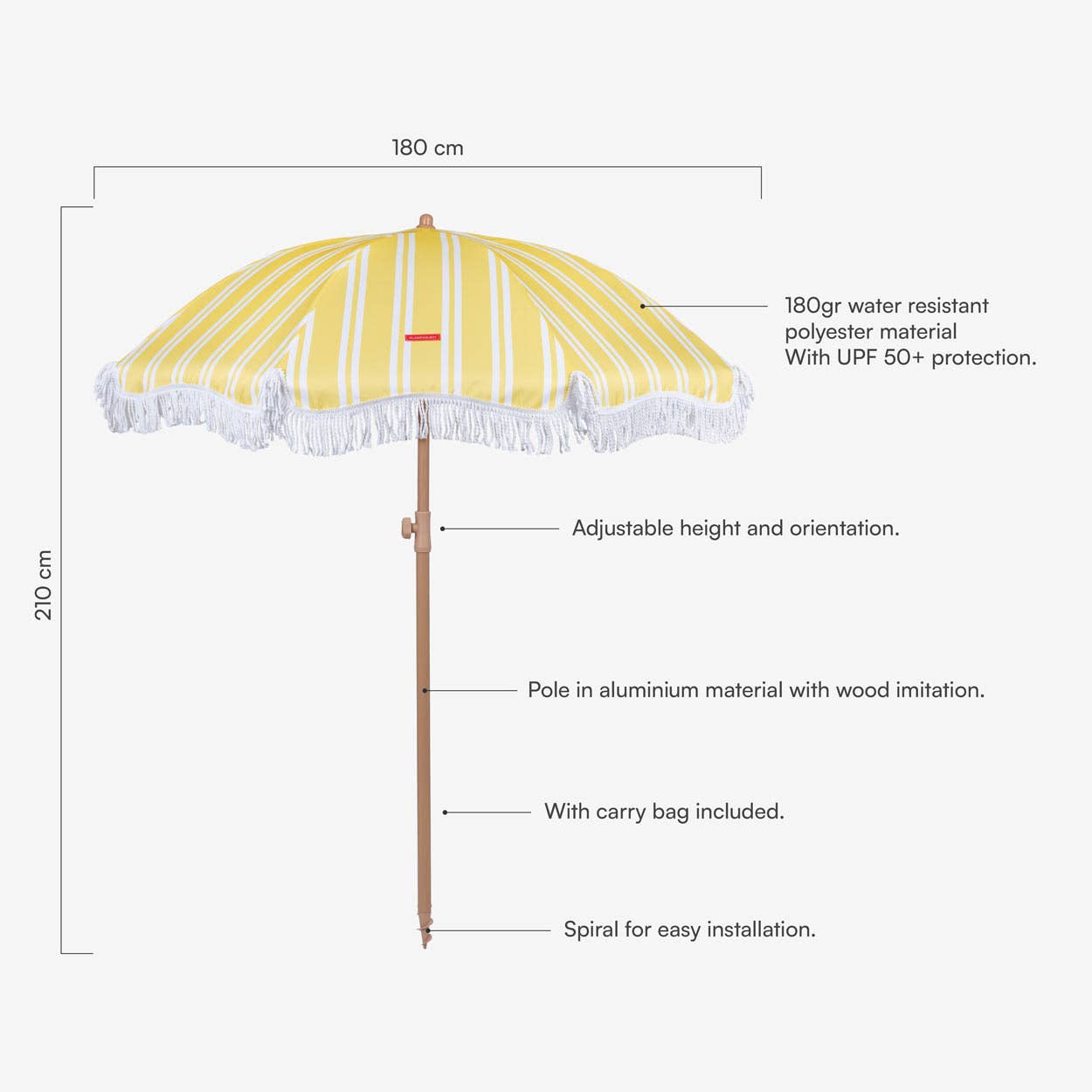 Flamingueo - Wholesale Umbrella - Women's - Yellow umbrella with thick white stripes1