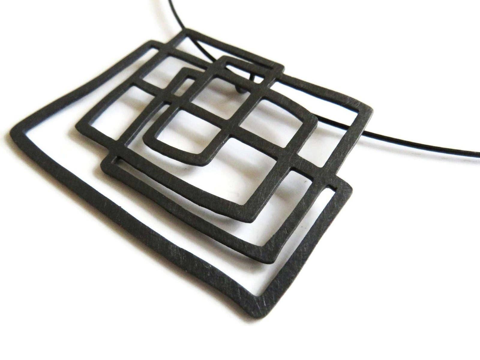 Kimya Joyas - Wholesale Pendant/Charm Necklace - Large Abstract Black Silver Pendant5