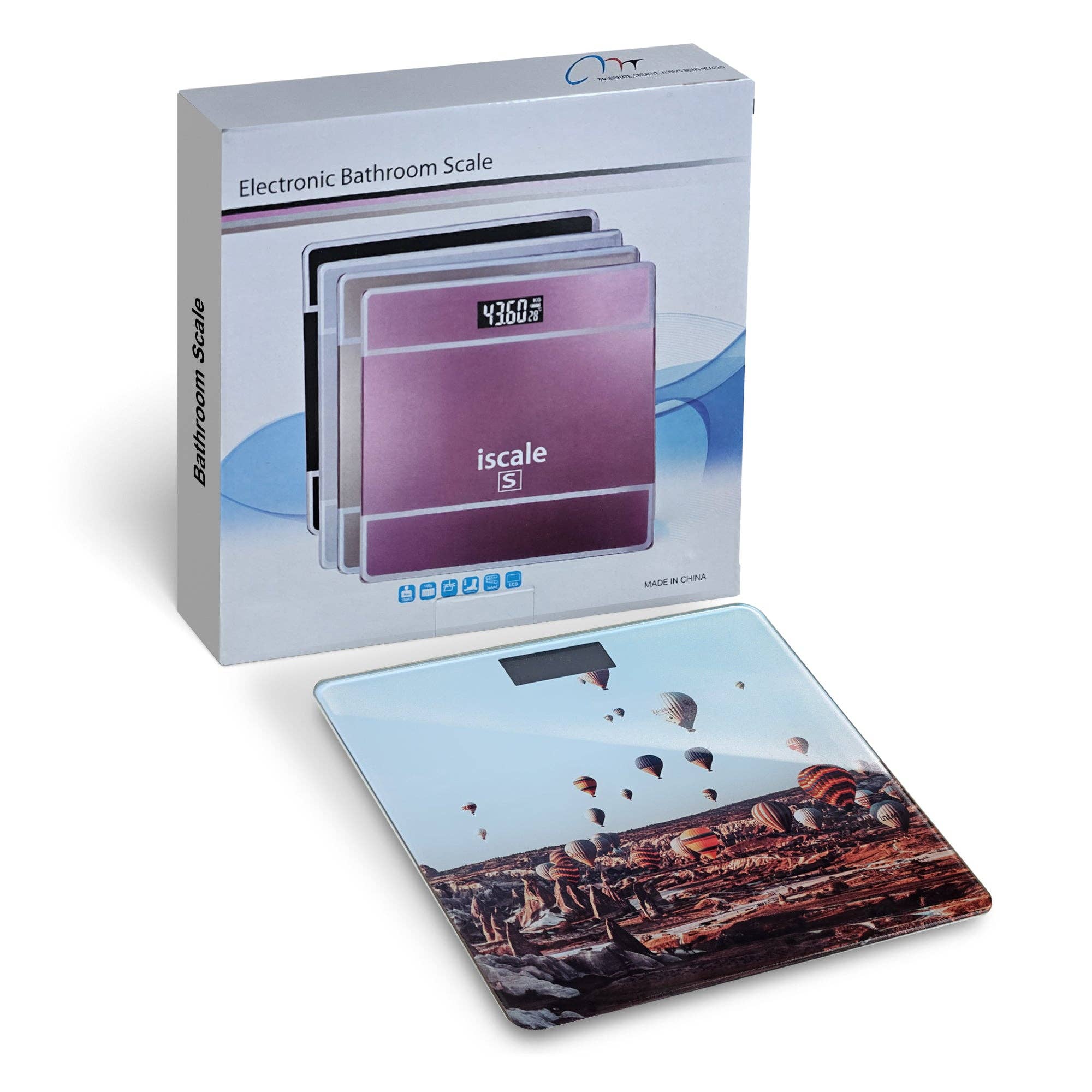 Ledsone – wholesale Scale – Printed Design Electronic Square Weighing Glass Top Weight Machine ~53847