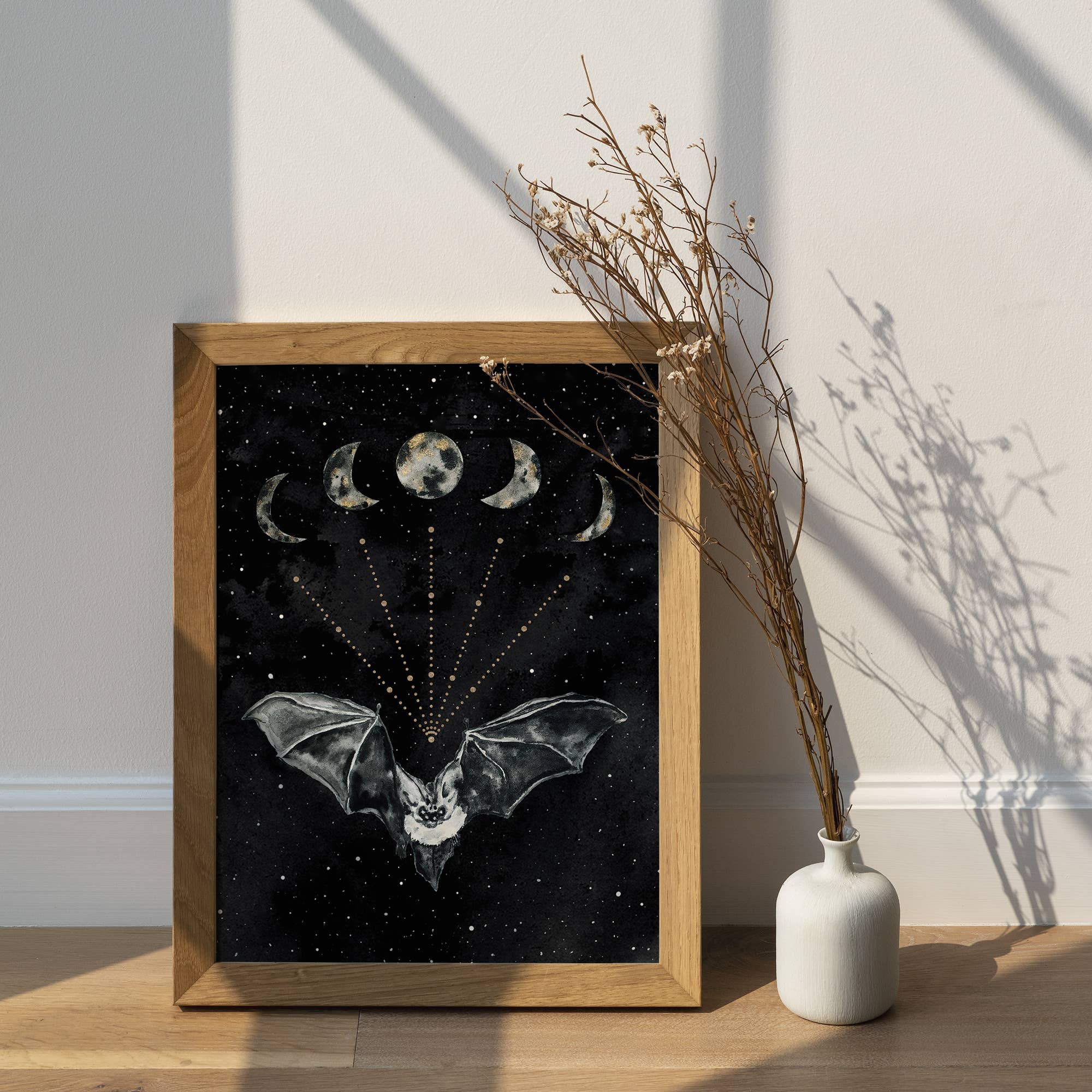 The Flow Design - Vente Affiche d'art - Affiche Chauve-souris et Phases de la Lune - Illustration ésotérique murale1