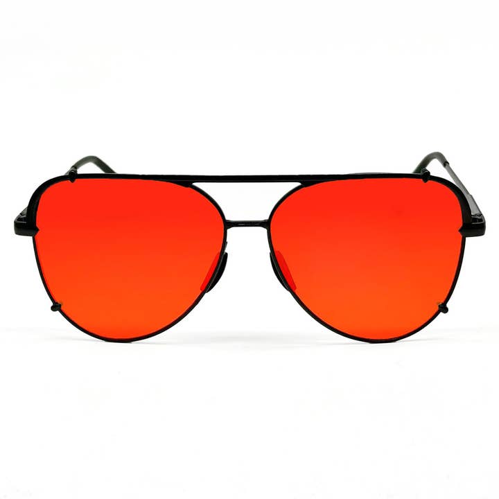 Cristina - Tangle Free - Mirrored Red Aviator Sunglasses for wholesale by TOPFOXX