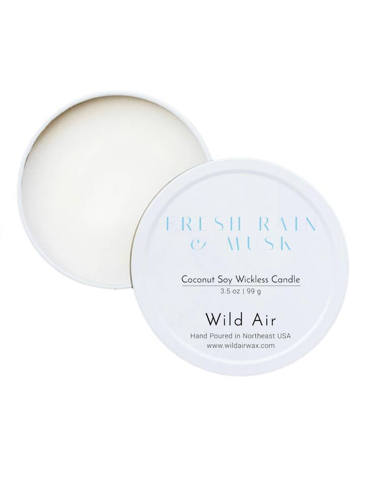 Fresh Rain + Musk Wickless Candle 3.5 oz for wholesale by Wild Air