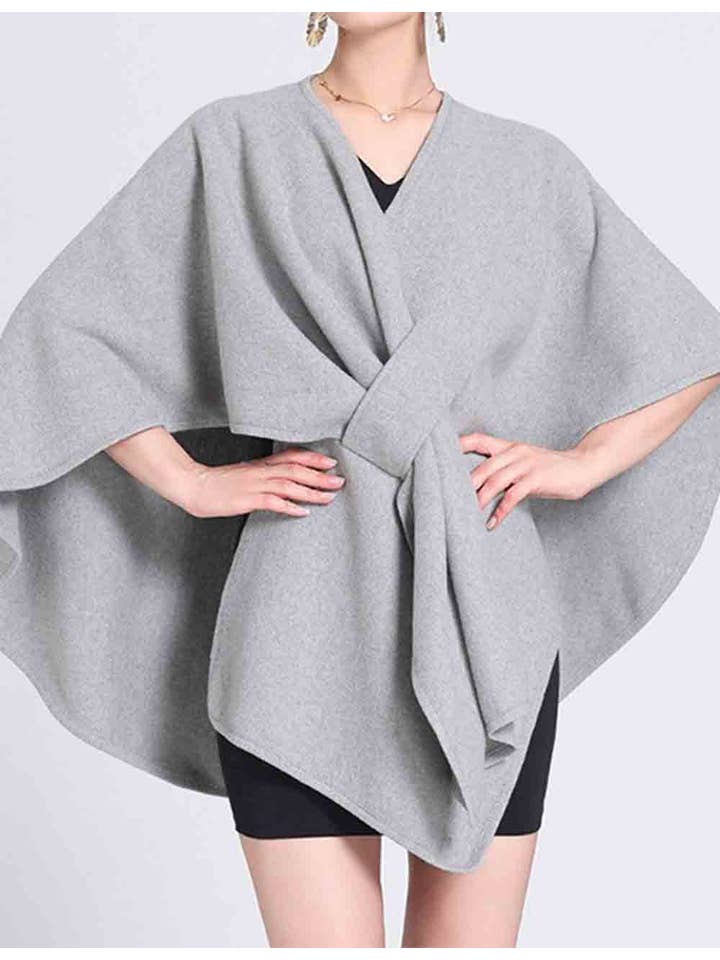 Sweetkama - Wholesale Cape – Women's - Ladies Solid Color Short Sleeves Knit Shawl Cape4