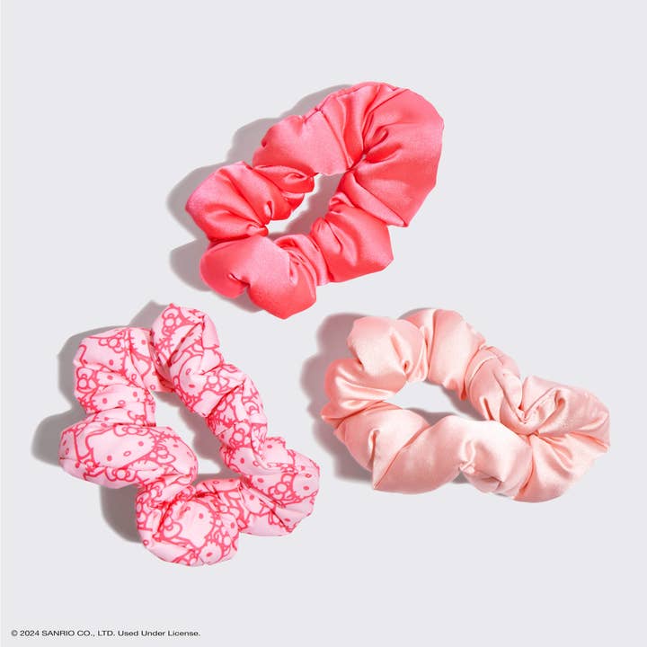 KITSCH - Wholesale Scrunchie - Women's - Hello Kitty x Kitsch Recycled Fabric Puffy Scrunchies 3pcSet