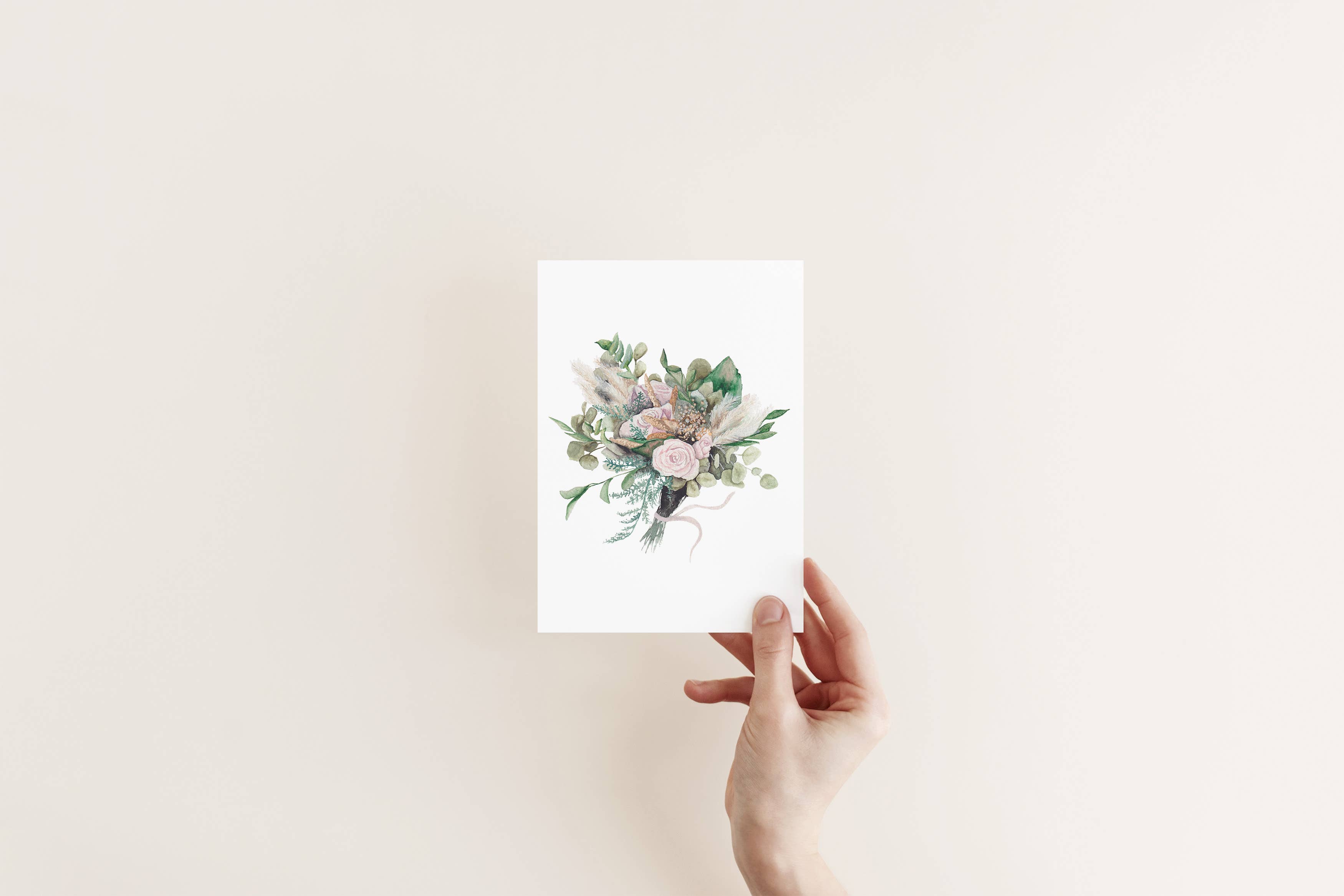 Liz Pope Designs - Vendita all'ingrosso Biglietti di auguri generici - Bouquet di rose, biglietto dipinto a mano ad acquerello, biglietto di nozze3