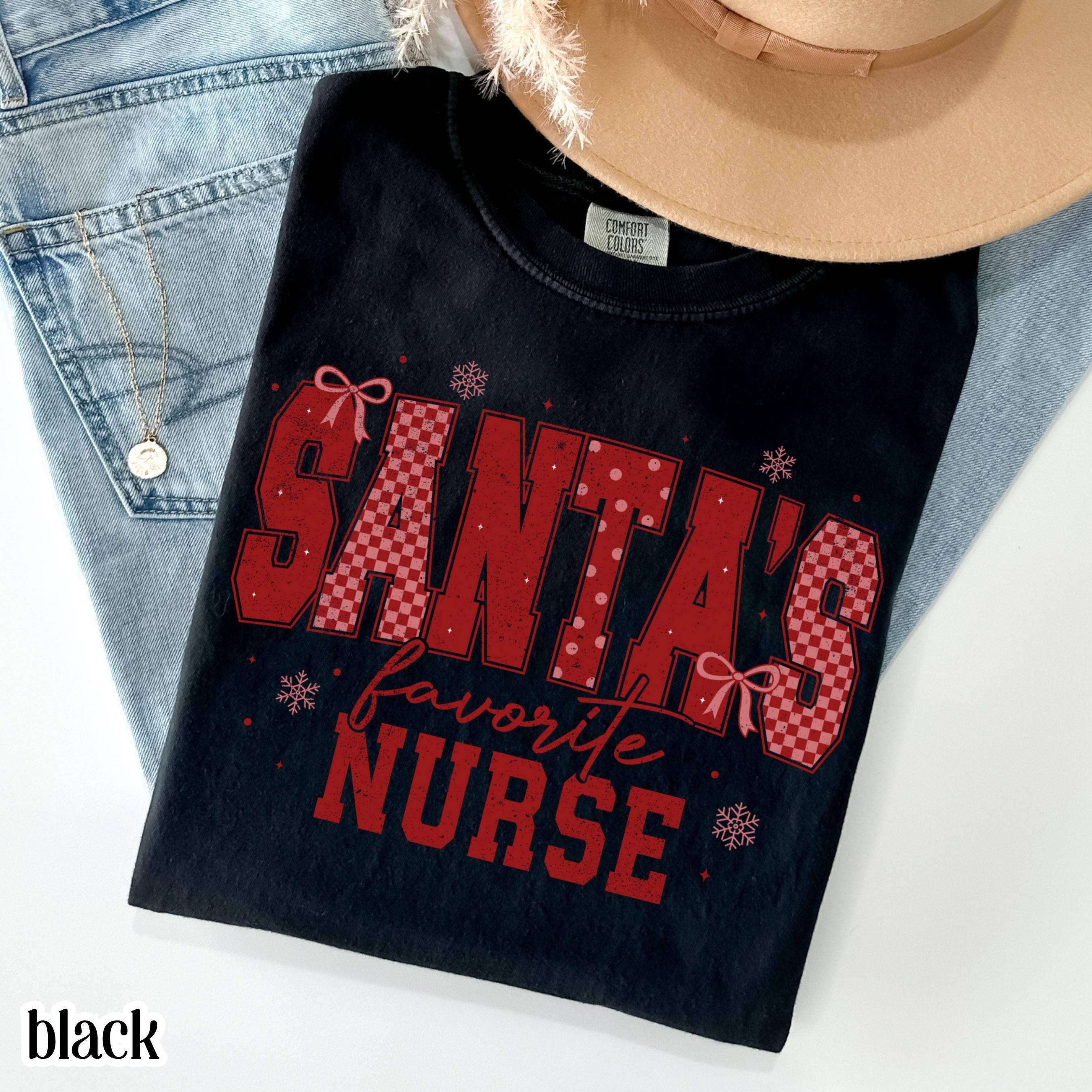 Glaime - Wholesale T-Shirt (Graphic) - Women's - Nurse Christmas Comfort Colors Shirt, Santas Sweatshirt2