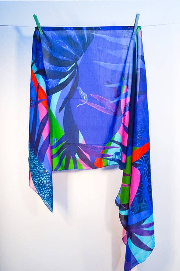 Bleu tango - Wholesale Scarf - Women's - Illustrated Scarf - The Jungle Book2