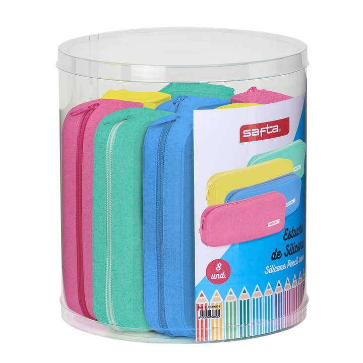 SAFTA - Wholesale Pencil Case/Pouch - Set 8 Port. Surt Silicone Squares.