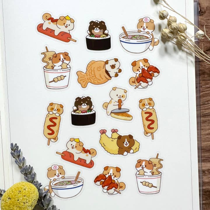 Meowashi Studio - Wholesale Sticker - Dog and Korean Street Food Clear Sticker Sheet2