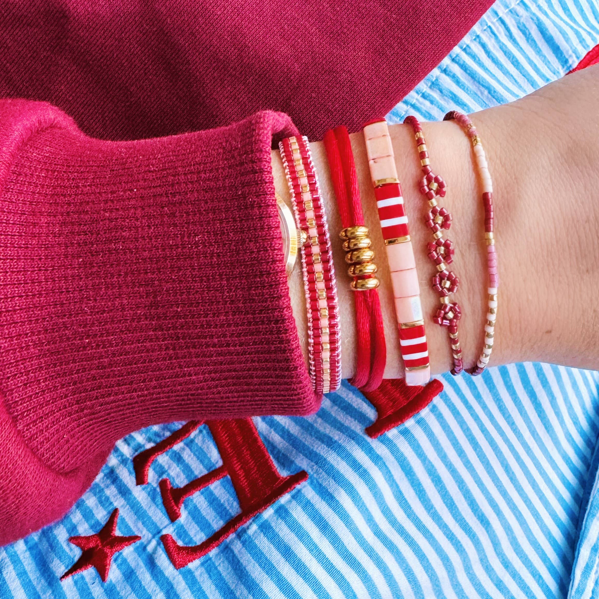 Bazou - Wholesale Beaded Bracelet - Miyuki bracelet color blocking - lilac/orange2