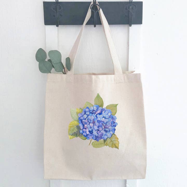 Hortensia - Sac fourre-tout en toile pour la vente par Indigo Tangerine