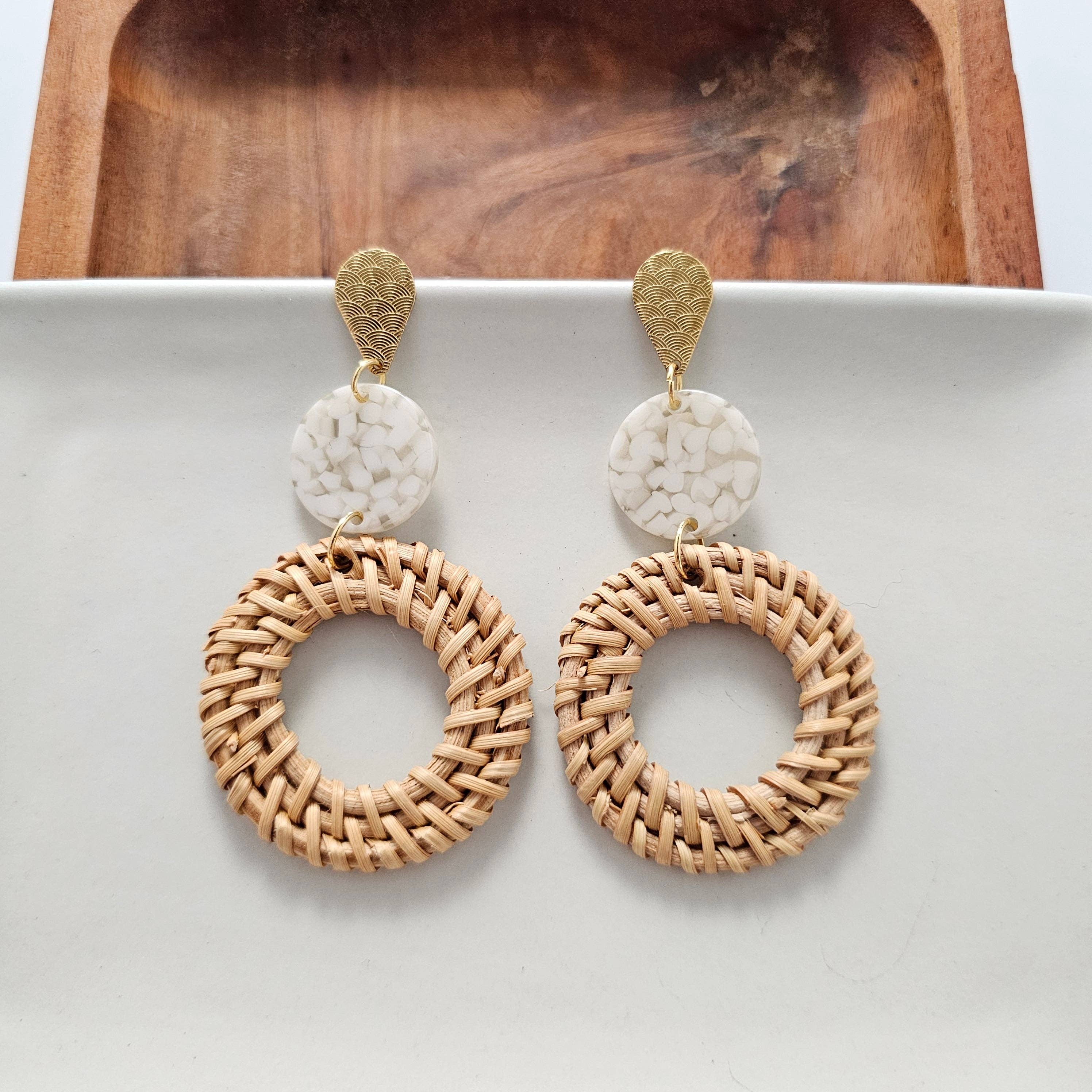 Spiffy & Splendid - Wholesale Dangle Earrings - Lana Earrings - Dark Rattan // Resort, Jewelry