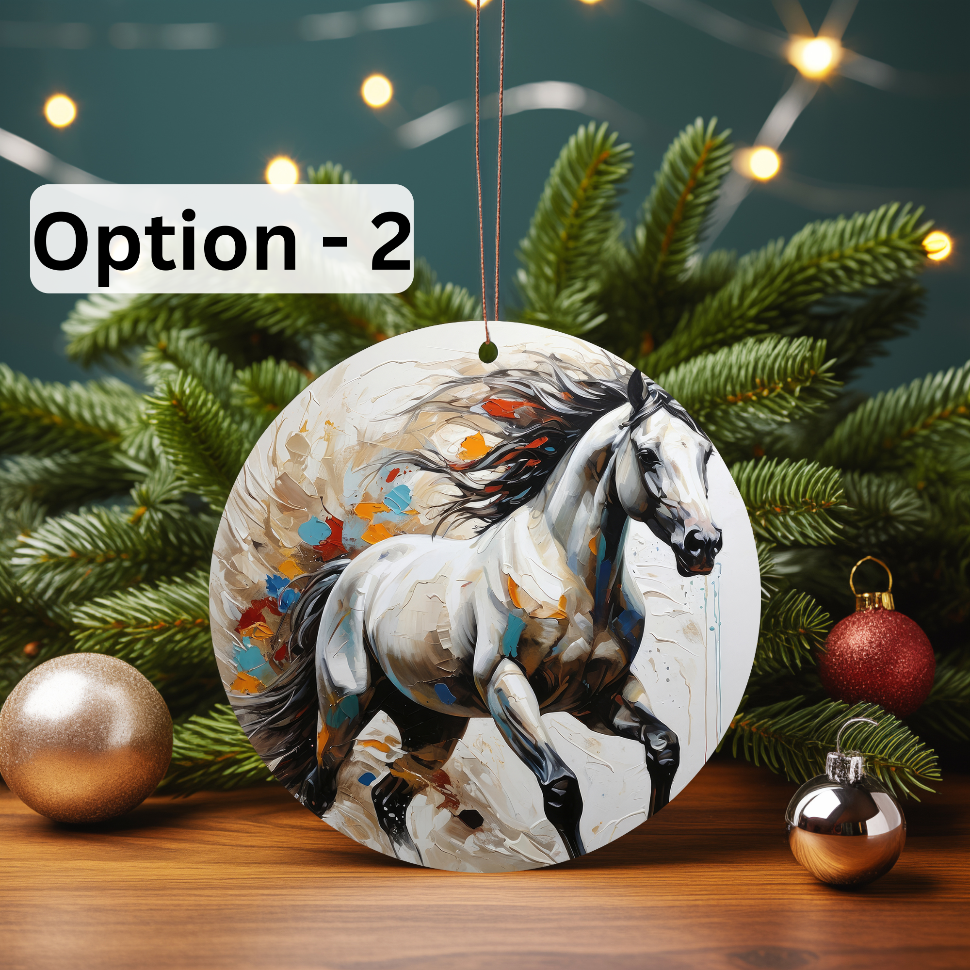Dark Horse Dream Designs LLC - Wholesale Ornament - 3D Oil Painting Horse, Cermaic Christmas Ornaments7