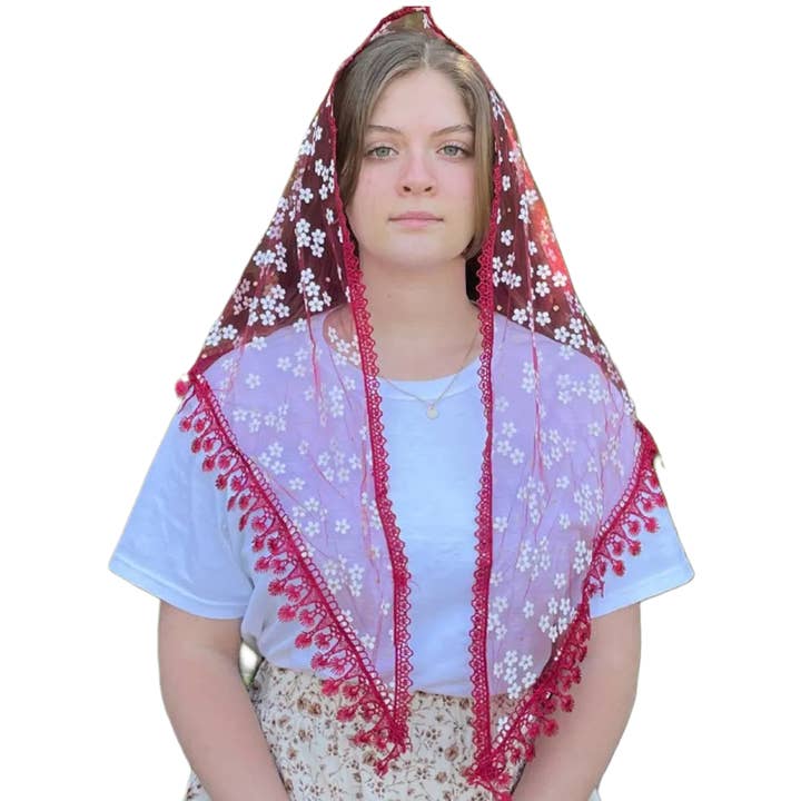 Veil ~ Little Flower - RED for wholesale by Oremus Mercy