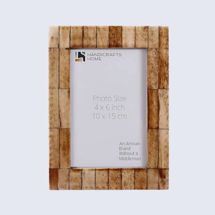 Antique Tile Brown Bone Inlay Frame, 2 Sizes for wholesale by Muqeem & Brothers