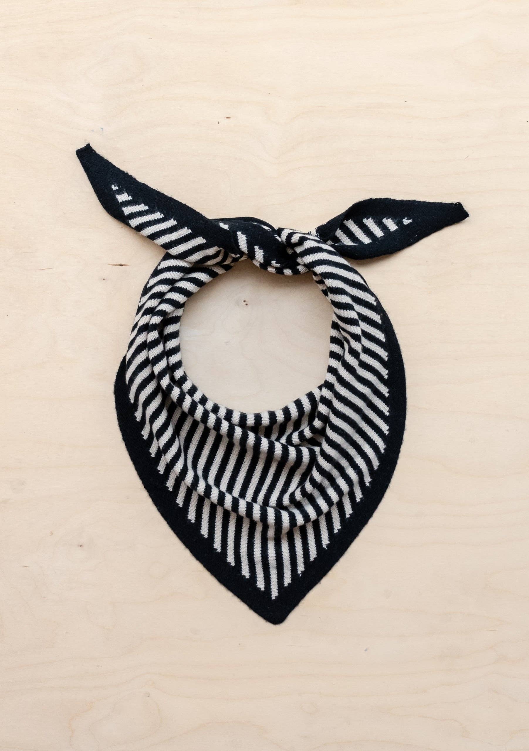 TBCo - Wholesale Scarf - Women's - Merino Triangle Scarf in Black Stripe1