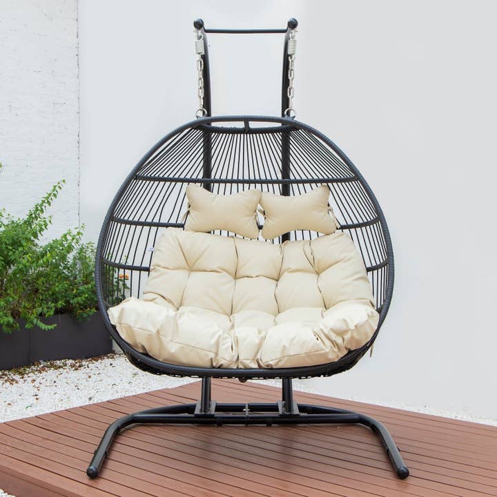 LeisureMod - Wholesale Egg Chair - Wicker 2 Person Double Folding Hanging Egg Swing Chair66