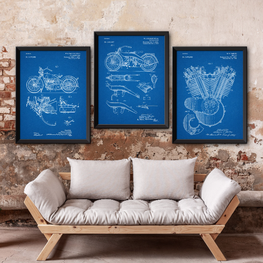 Artable – wholesale Galleriväggselement – Harley Davidson patenttryck, set om 33